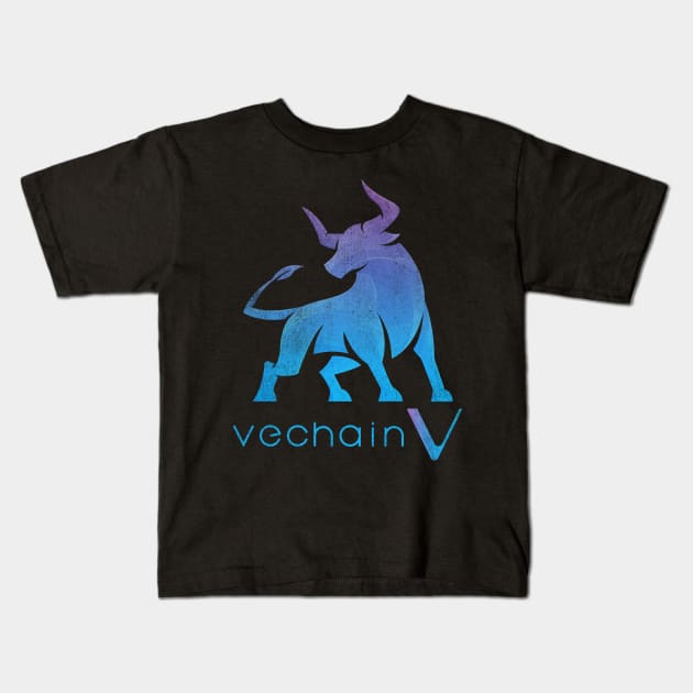 Bull Market Vechain VET Coin To The Moon Crypto Token Cryptocurrency Wallet Birthday Gift For Men Women Kids Kids T-Shirt by Thingking About